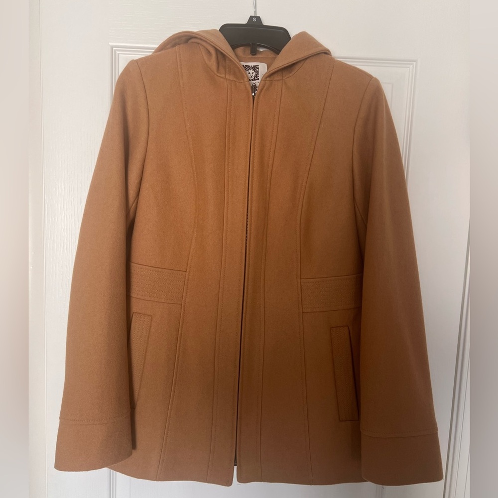 Anne Klein Camel Hooded Jacket